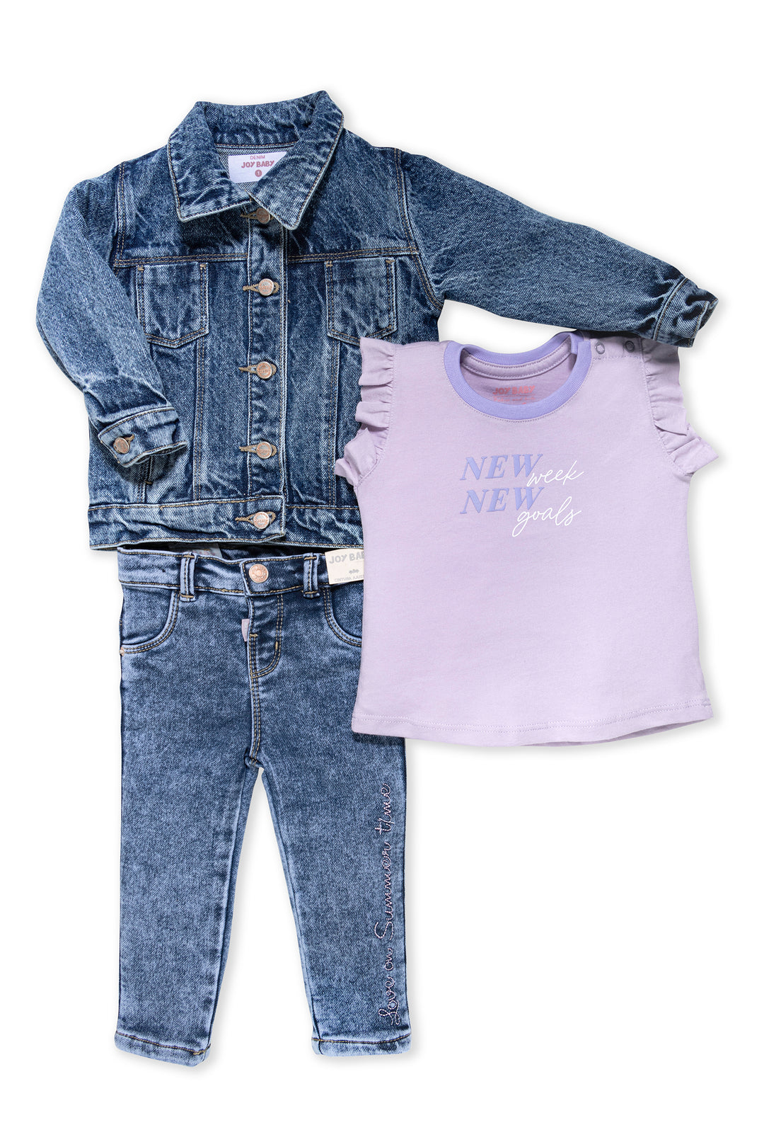 CONJUNTO 3 PRENDAS NIÑA WEEK MORADO