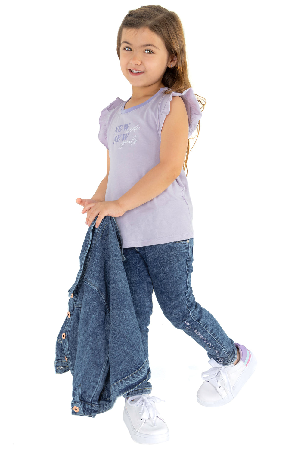 CONJUNTO 3 PRENDAS NIÑA WEEK MORADO