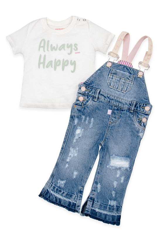 CONJUNTO OVEROL NIÑA ALWAYS HAPPY