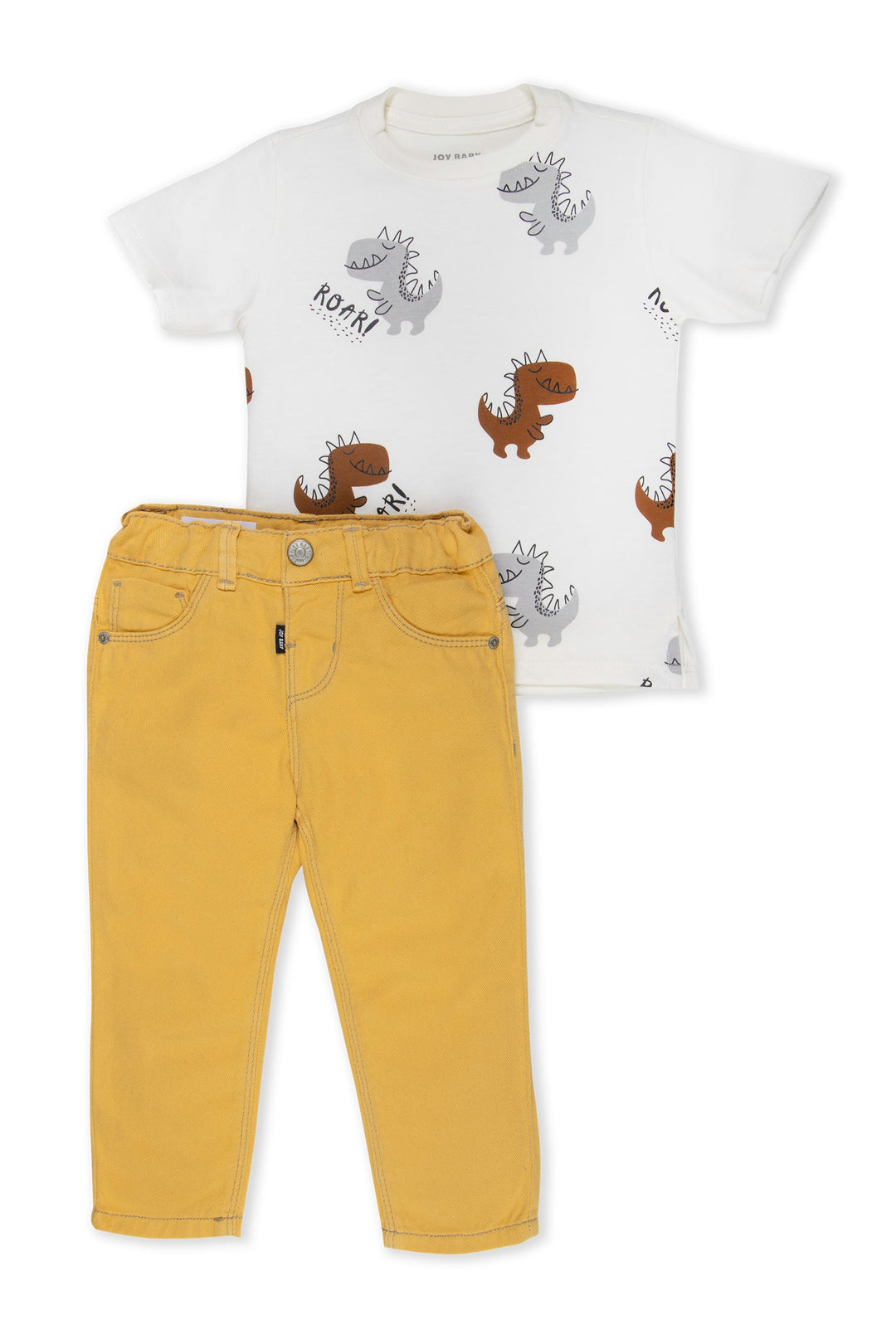 CONJUNTO 2 PRENDAS NIÑO DINO MOSTAZA