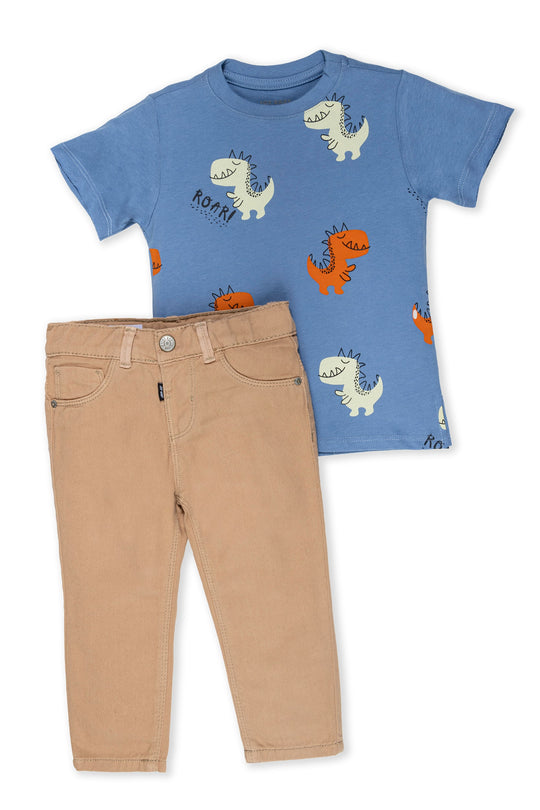 CONJUNTO 2 PRENDAS NIÑO DINO COLOR DURAZNO